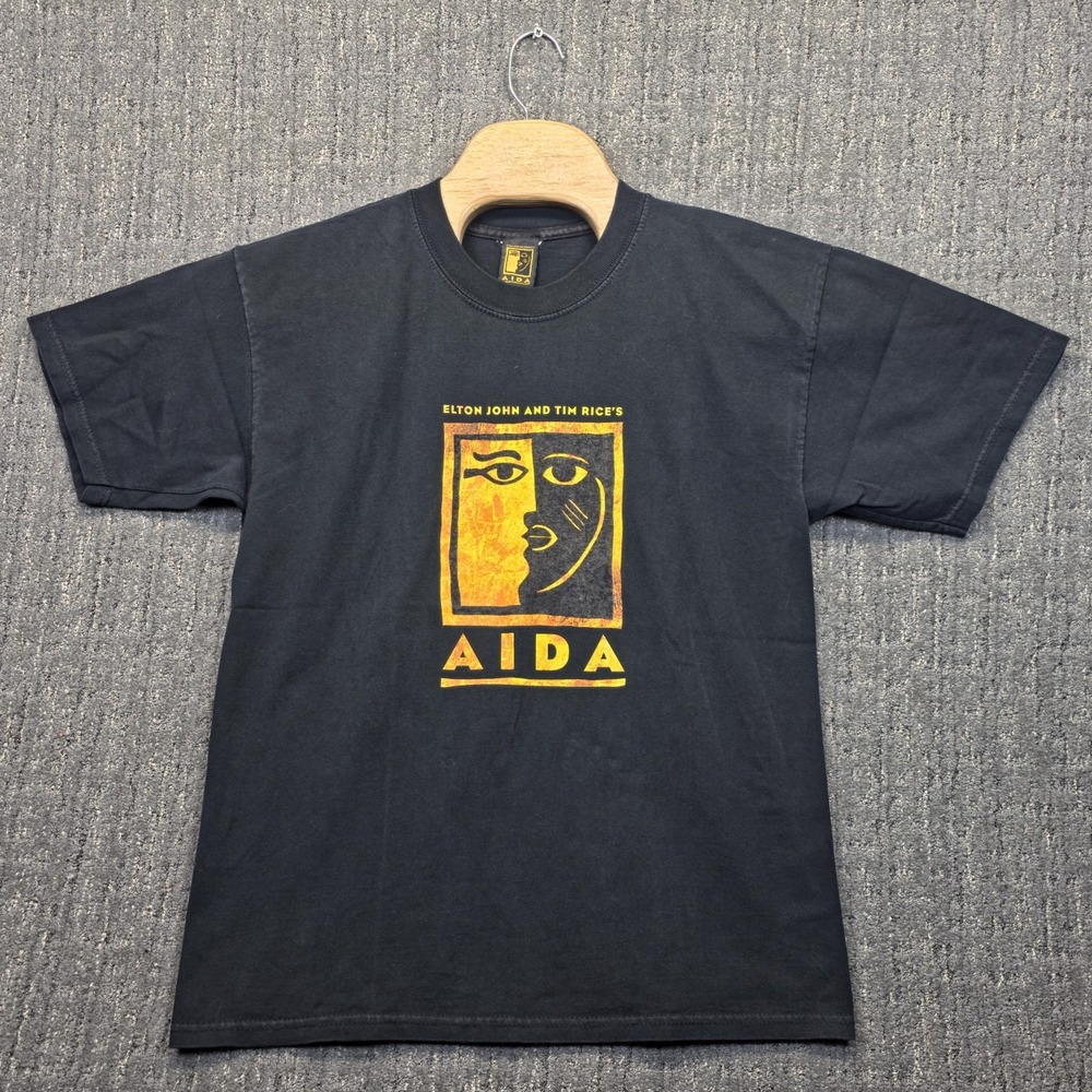 Vintage Aida Musical T-Shirt Elton John Tim Rice Broadway Tee Men's Medium Black